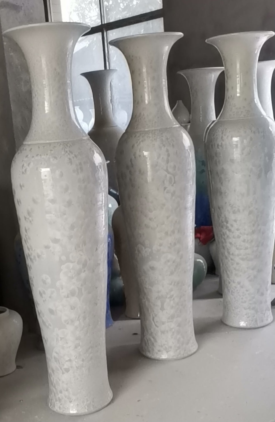 Legend of Asia Home Decor Legend of Asia Large Crystal Shell Fish Tail Floor Vase