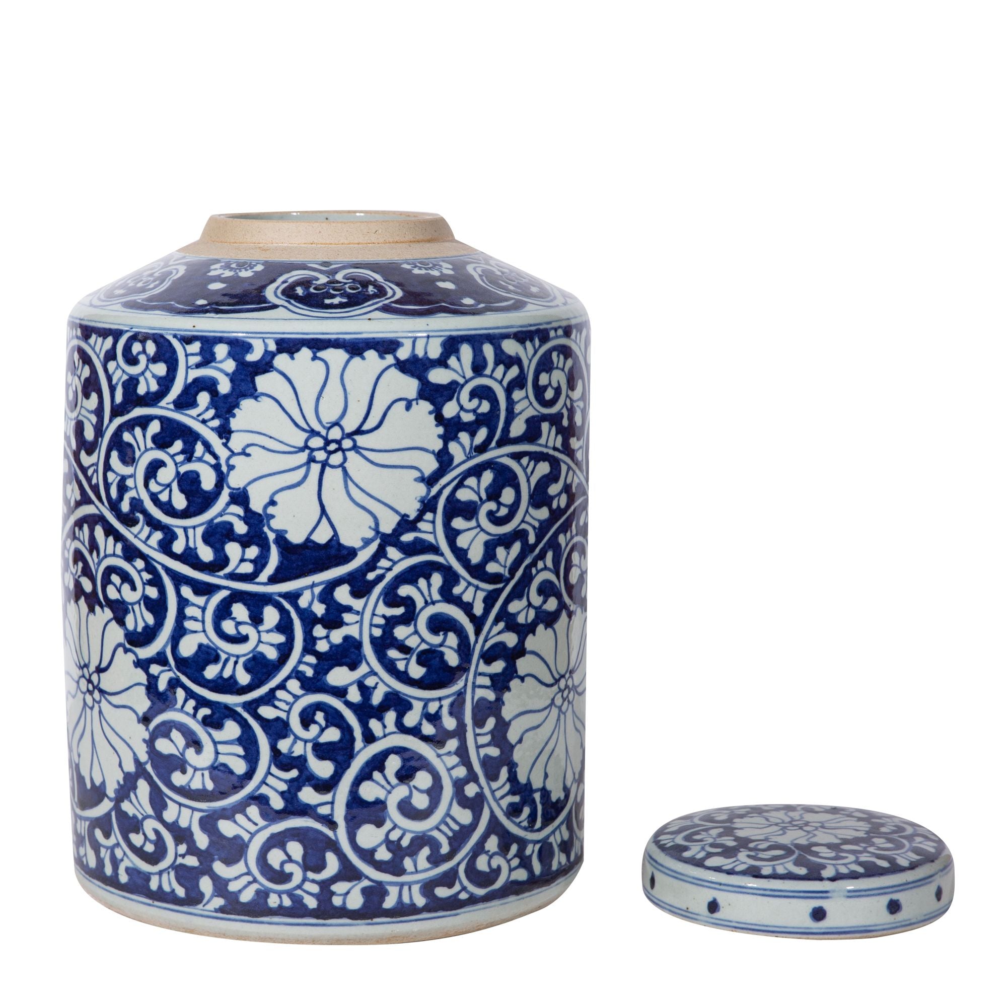 Legend of Asia Home Decor Legend of Asia Large Dynasty Tea Jar Twisted Lotus