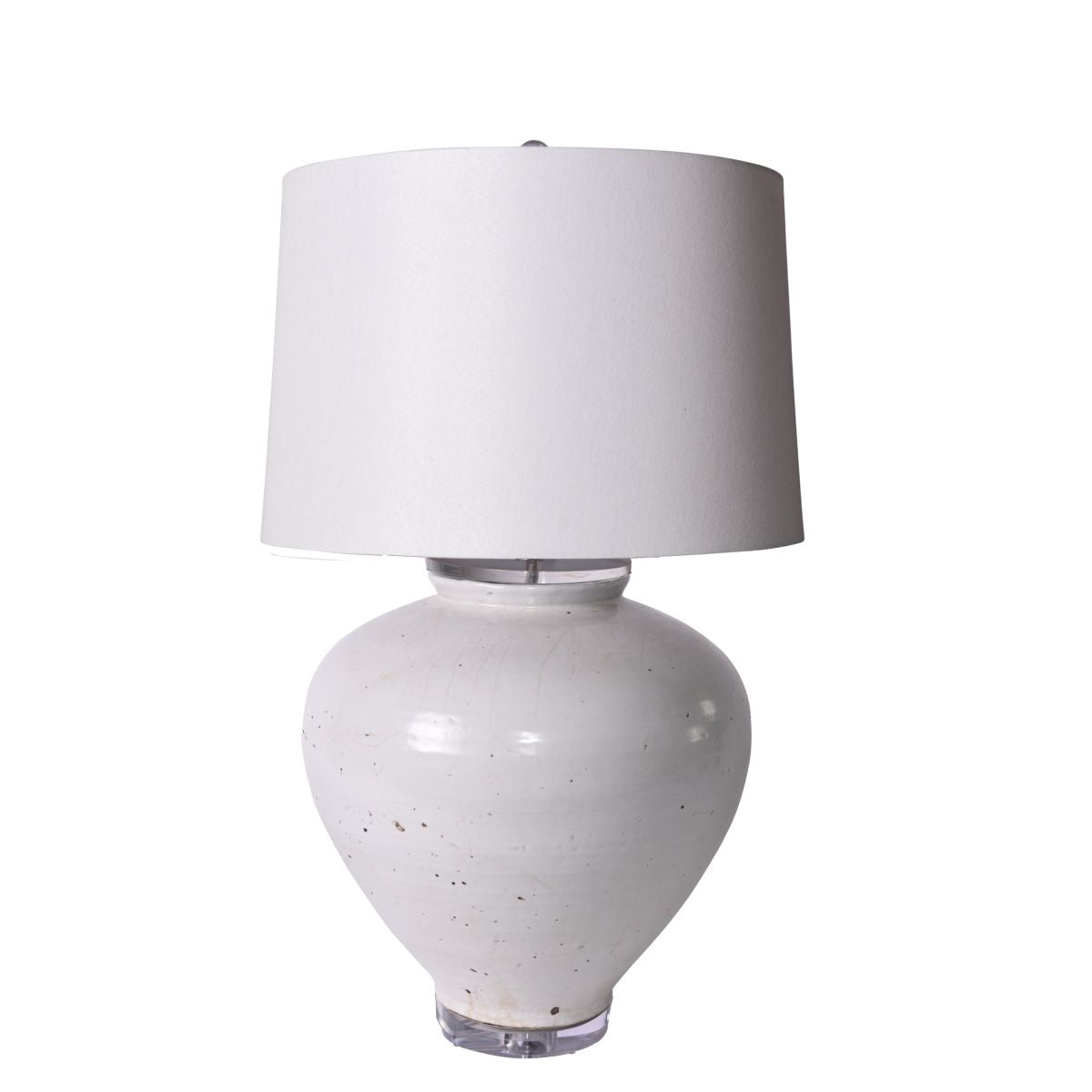Legend of Asia Lighting Legend of Asia Large White Crackle Cone Shaped Jar Lamp