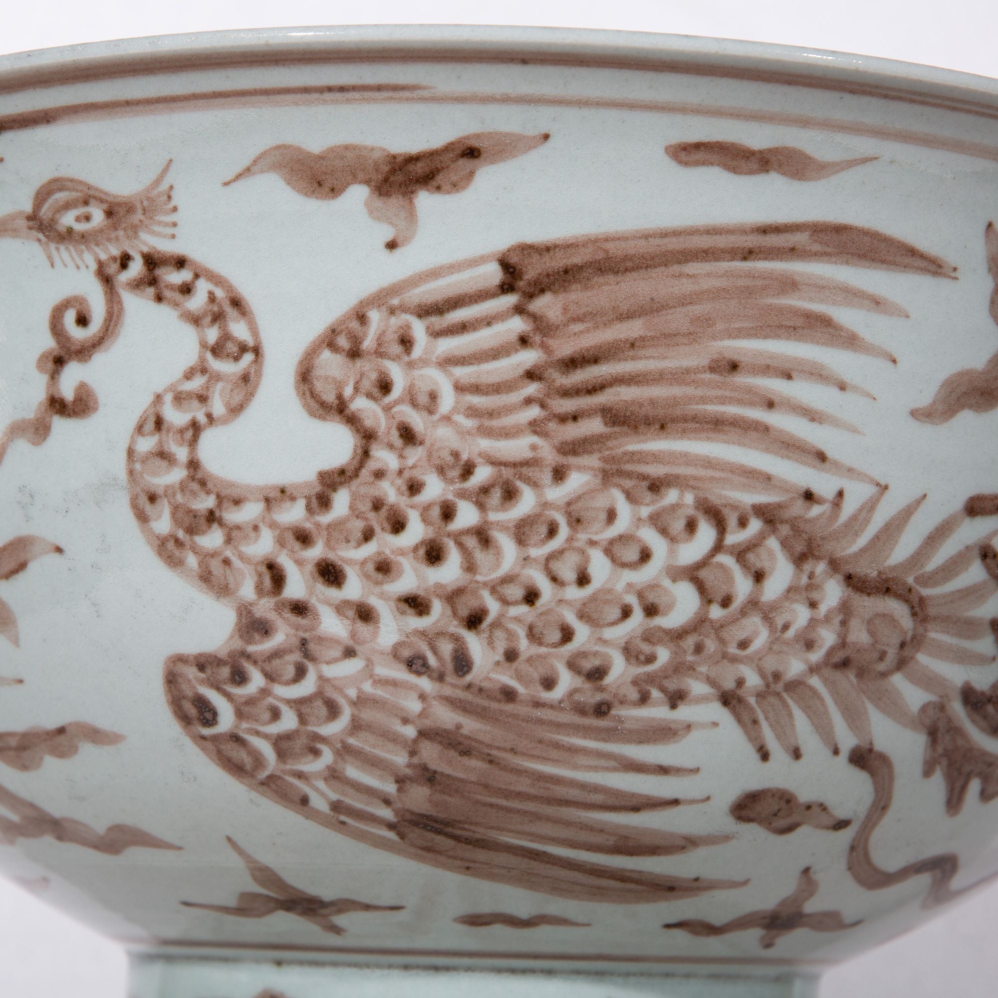 Legend of Asia Home Decor Legend of Asia Maroon Red Pheonix Mortif Serving Bowl Tall Base