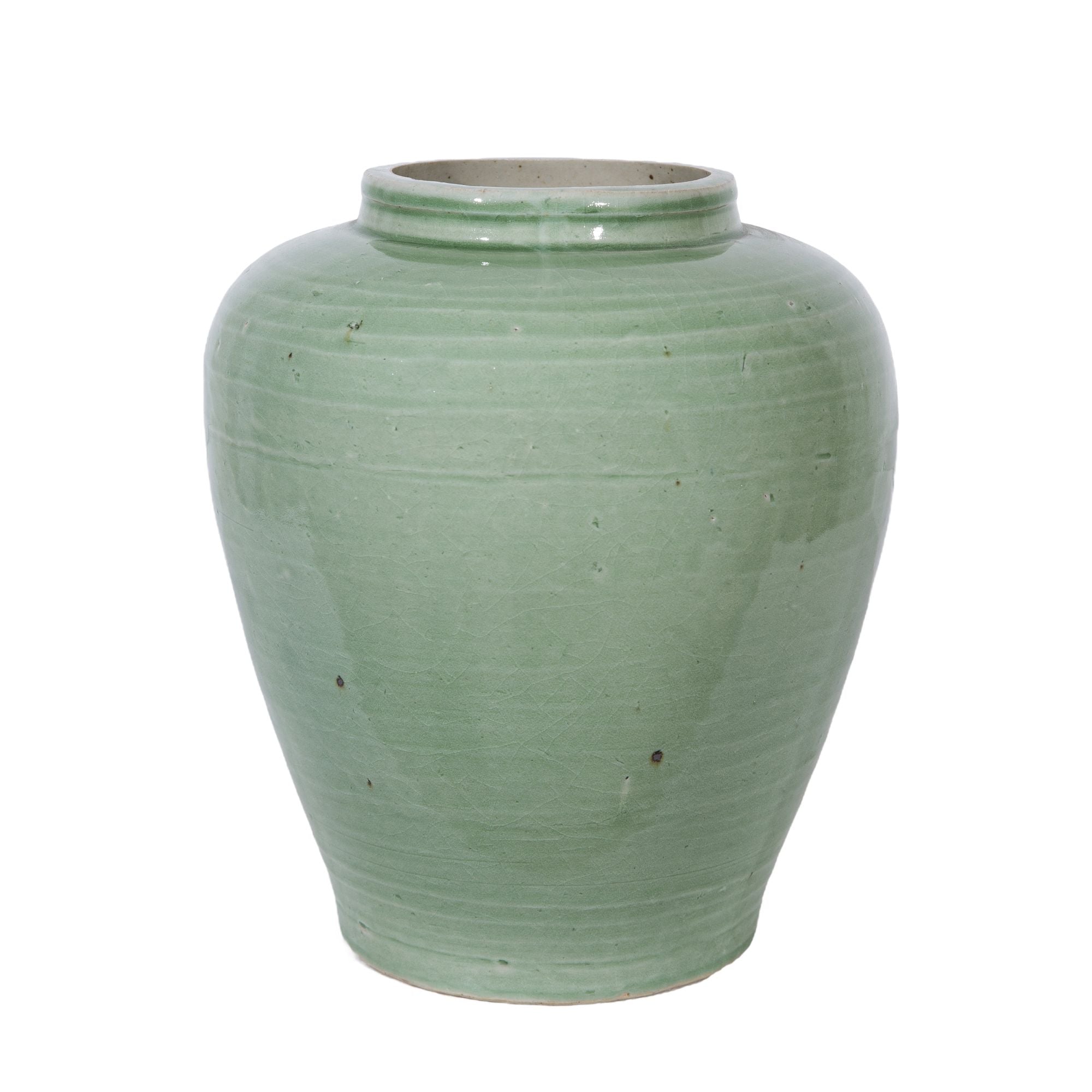 Legend of Asia Home Decor Legend of Asia Mint Green Crackle Wide Shoulder Jar