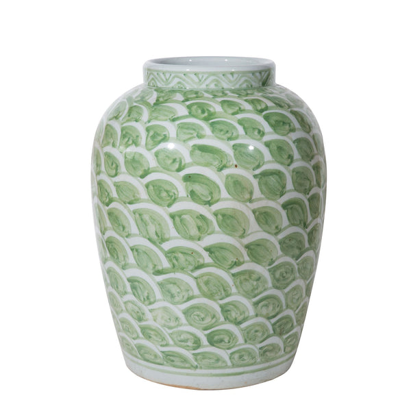 Legend of Asia Home Decor Legend of Asia Mint Green Fish Scale Porcelain Jar