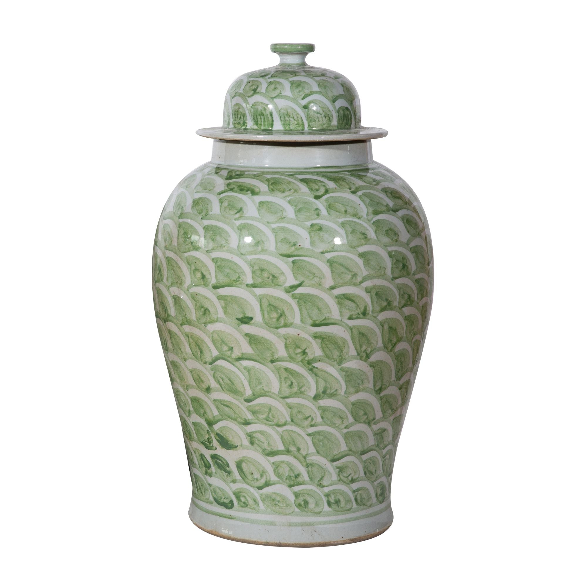 Legend of Asia Home Decor Legend of Asia Mint Green Fish Scale Temple Jar Large