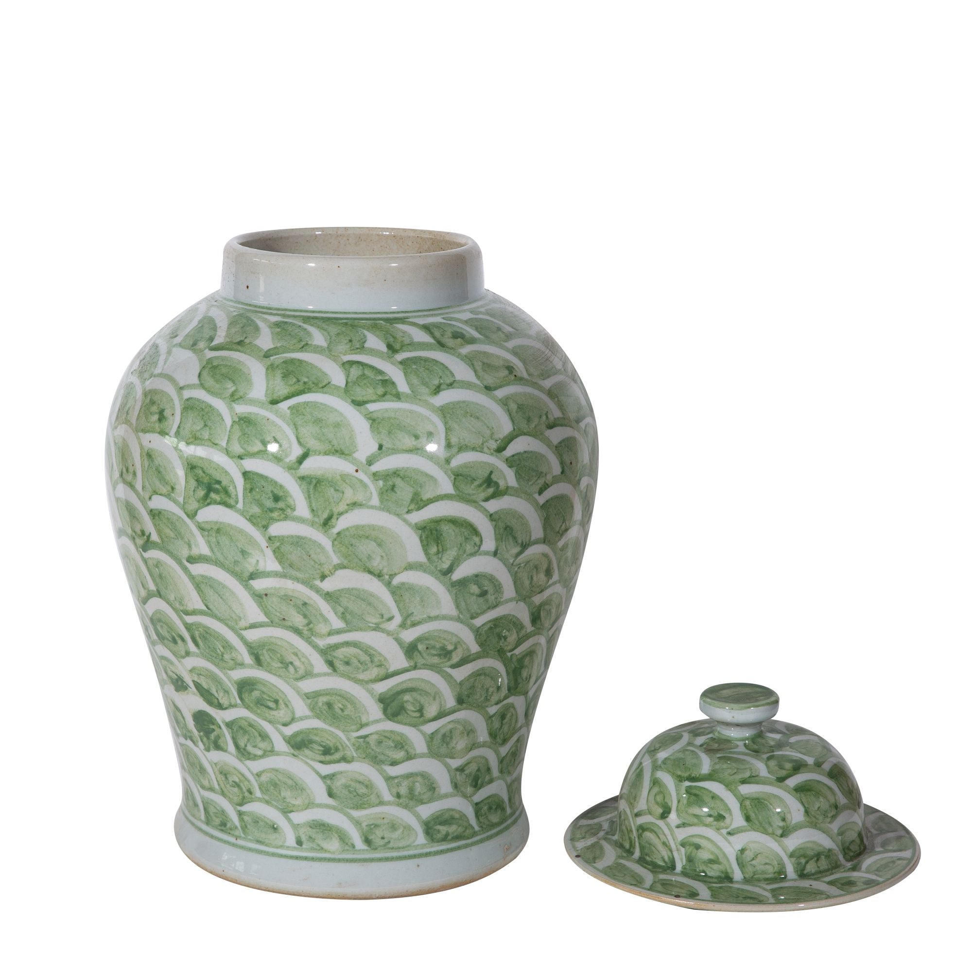 Legend of Asia Home Decor Legend of Asia Mint Green Fish Scale Temple Jar Large - Small