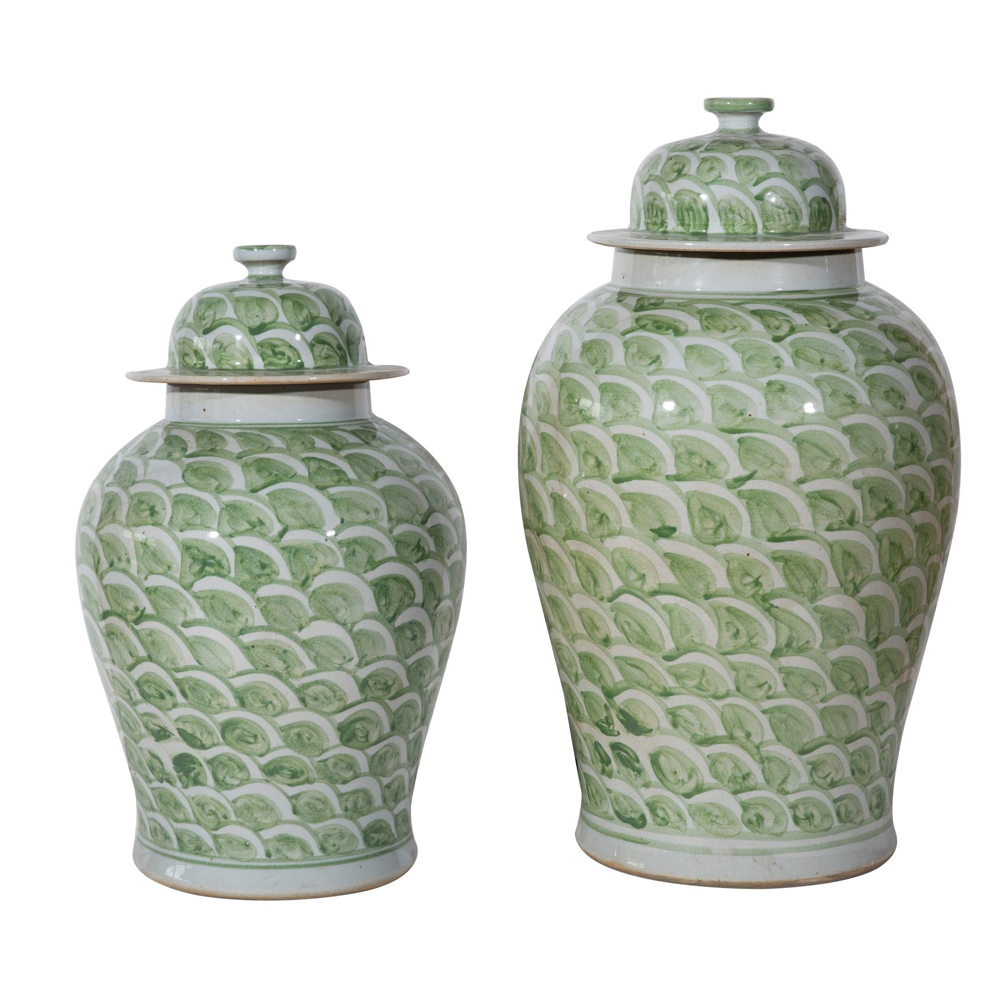 Legend of Asia Home Decor Legend of Asia Mint Green Fish Scale Temple Jar Large - Small
