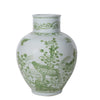 Legend of Asia Home Decor Legend of Asia Mint Green Flower Birds Porcelain Open Top Jar