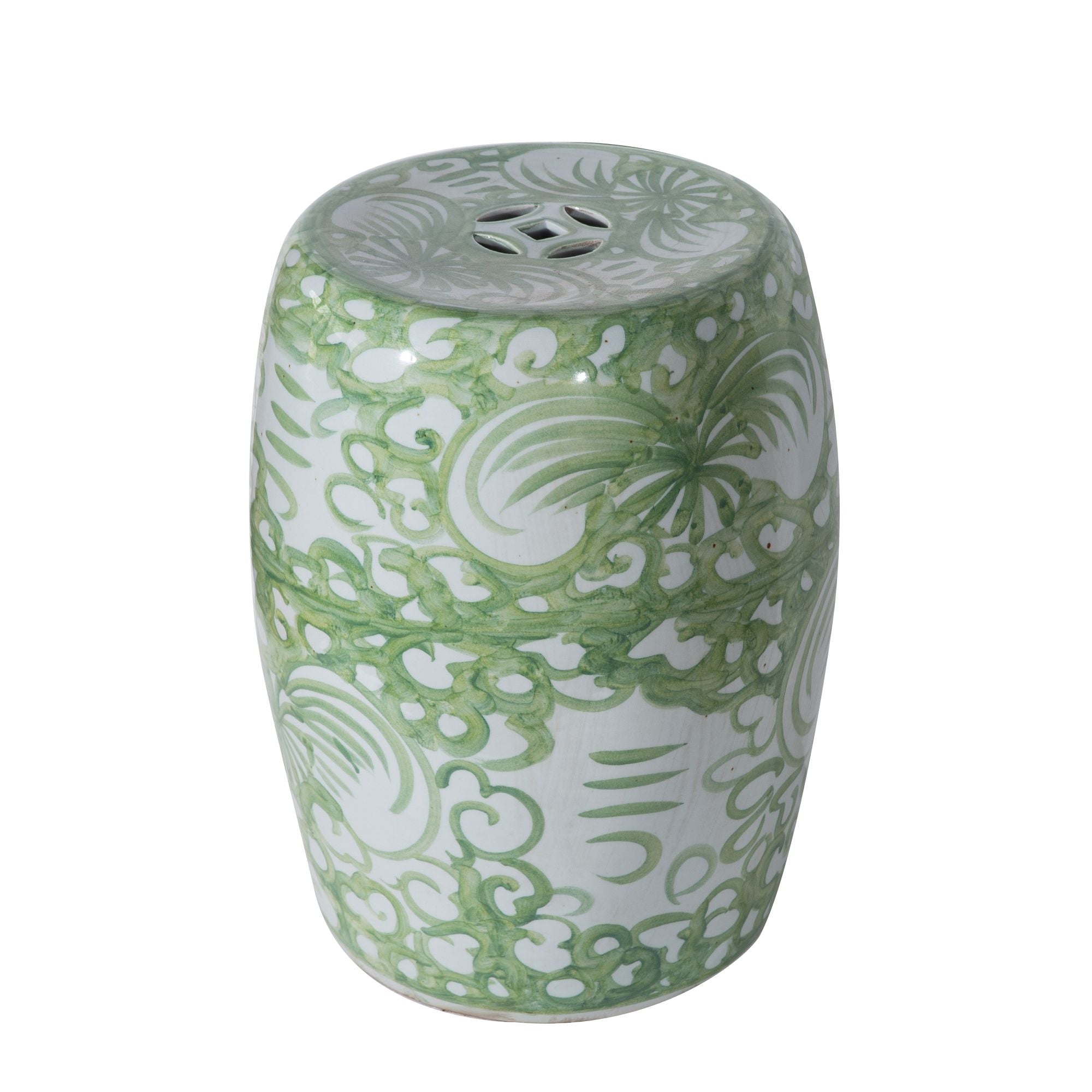 Legend of Asia Home Decor Legend of Asia Mint Green Garden Stool Twist Flower