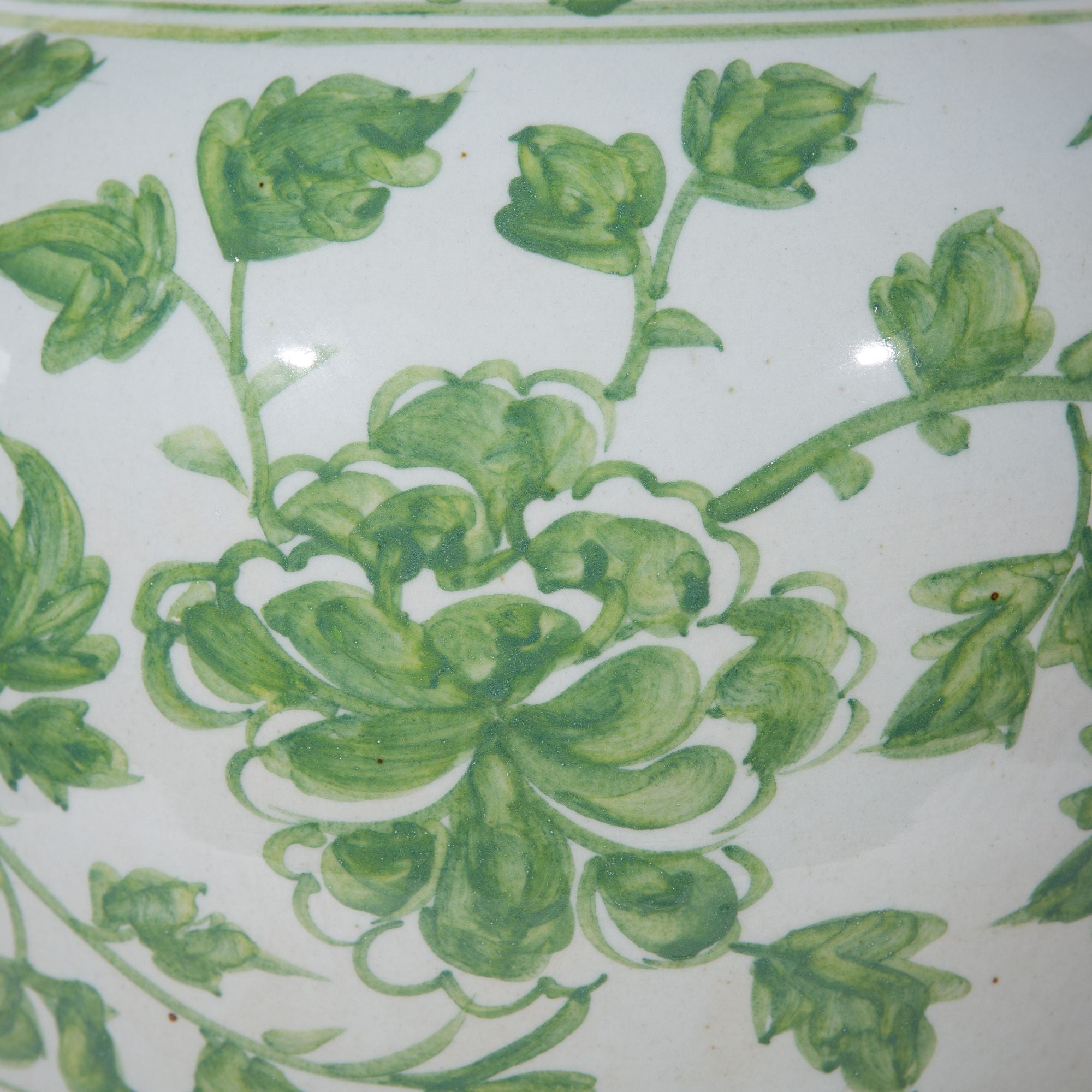 Legend of Asia Home Decor Legend of Asia Mint Green Peony Porcelain Open Top Jar