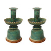 Legend of Asia Home Legend of Asia Pair of Speckled Green Candle Holders