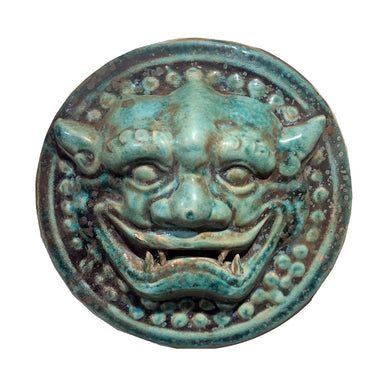 Legend of Asia Home Decor Legend of Asia Pair of Speckled Green Lion Head Wall Sculptures