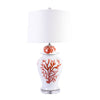 Legend of Asia Lighting Legend of Asia Red Coral Lamp Temple Jar Shape