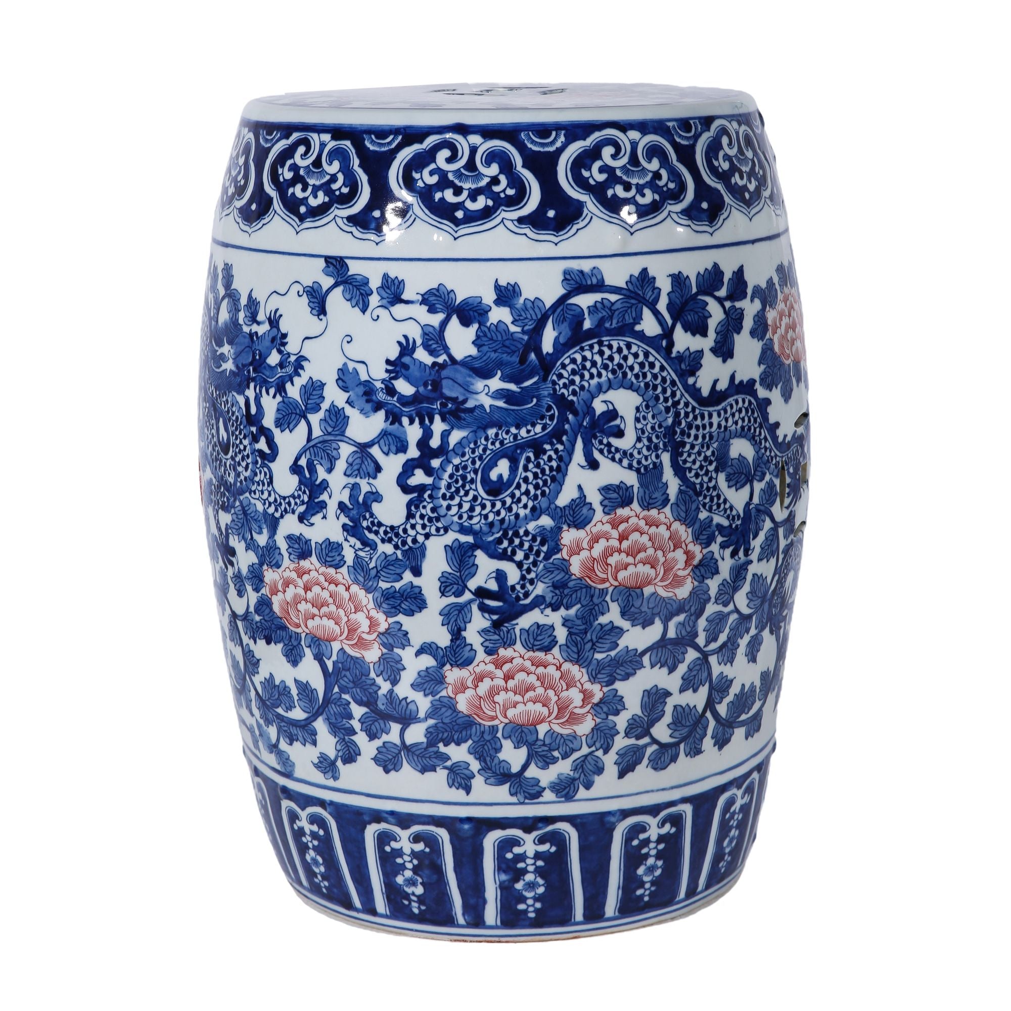 Legend of Asia Home Legend of Asia Red Peony Dragon Garden Stool