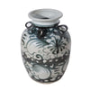 Legend of Asia Home Decor Legend of Asia Rustic Charcoal Four Loop Handle Jar Twisted Flower Motif - Small