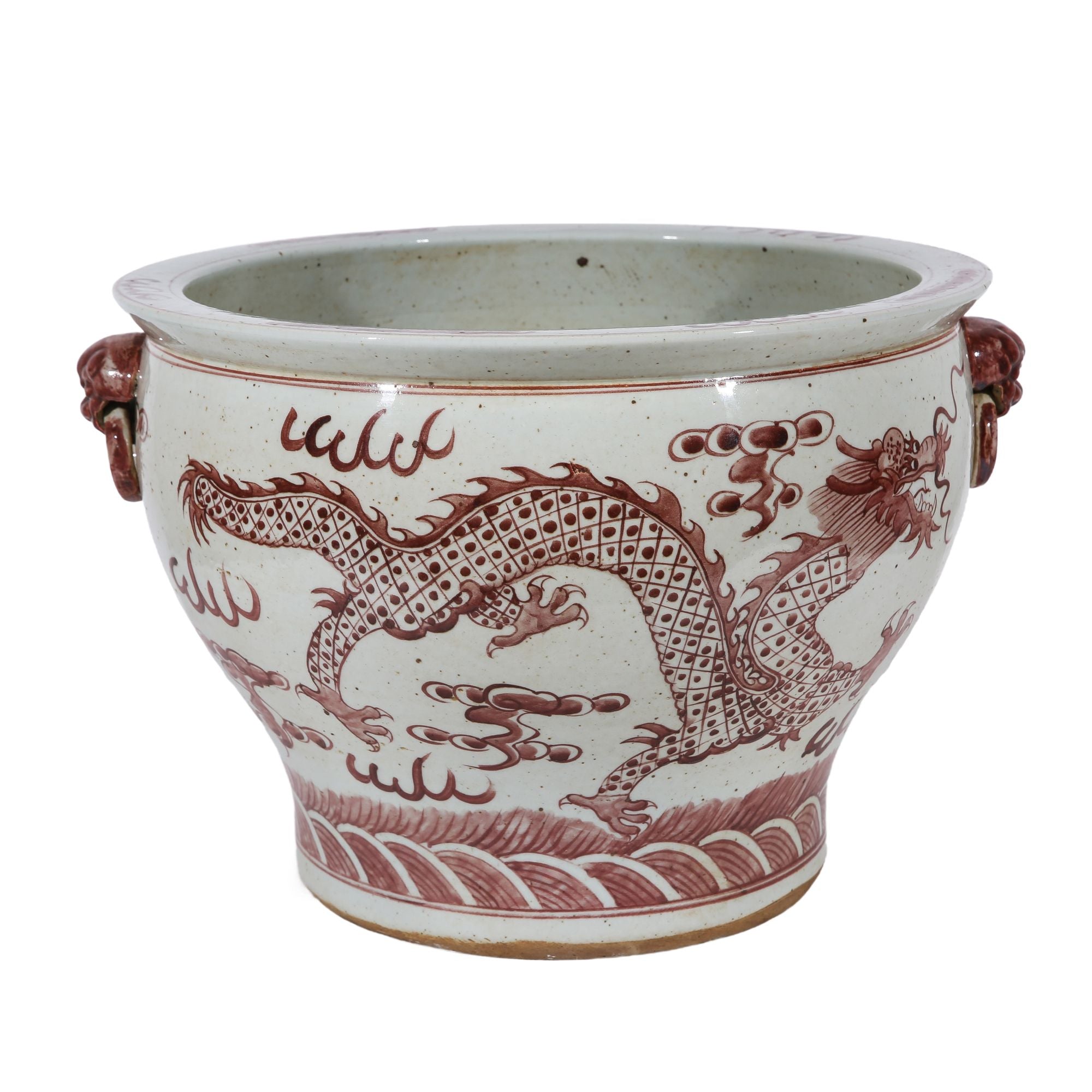 chinese dragon plant pot Legend of Asia Rustic Maroon Red Dragon Planter With Lion Handles — ShopTheAddison