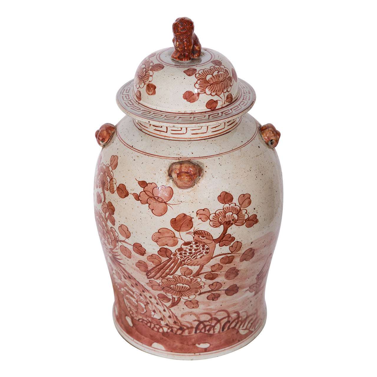 Legend of Asia Home Legend of Asia Rustic Maroon Red Flower Bird Temple Jar Large