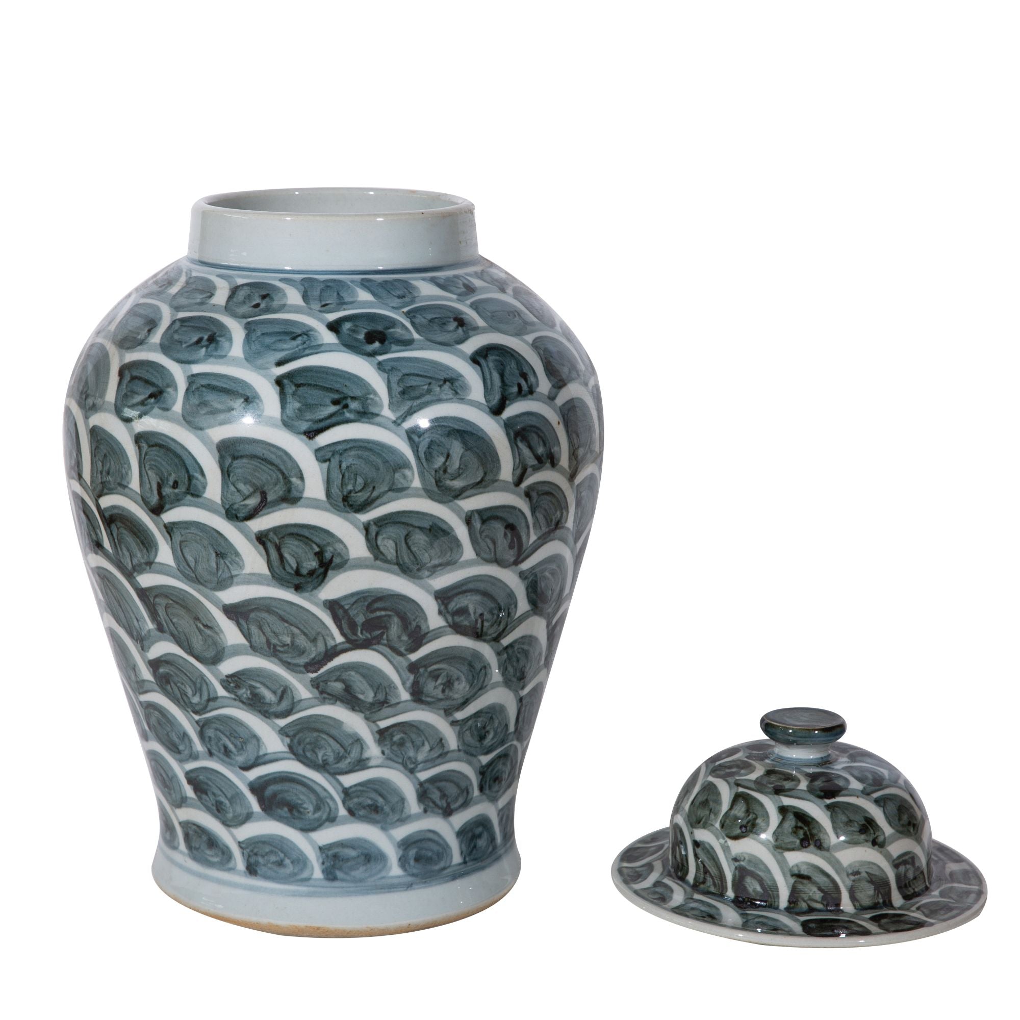 Legend of Asia Home Decor Legend of Asia Rusty Blue Fish Scale Temple Jar Large - Small