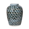 Legend of Asia Home Decor Legend of Asia Rusty Blue Jar With Fish Scale Pattern - Small