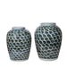 Legend of Asia Home Decor Legend of Asia Rusty Blue Jar With Fish Scale Pattern - Small