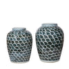 Legend of Asia Home Decor Legend of Asia Rusty Blue Jar With Fish Scale Pattern - Small