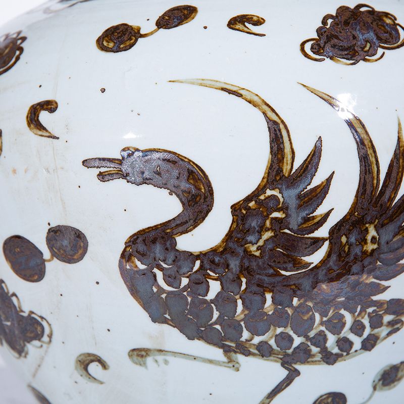 Legend of Asia Home Decor Legend of Asia Rusty Brown Crane Jar Medium