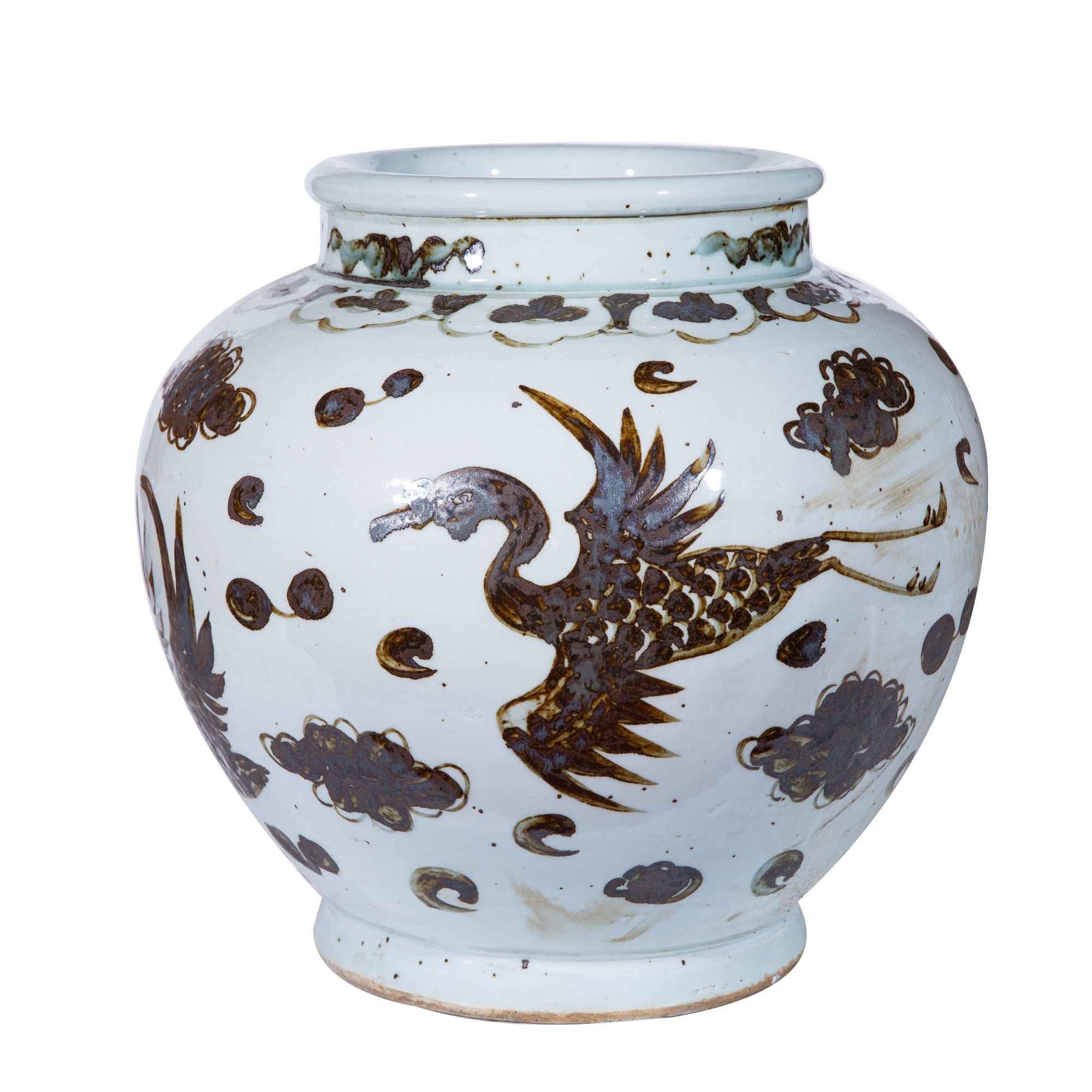 Legend of Asia Home Decor Legend of Asia Rusty Brown Crane Jar Medium