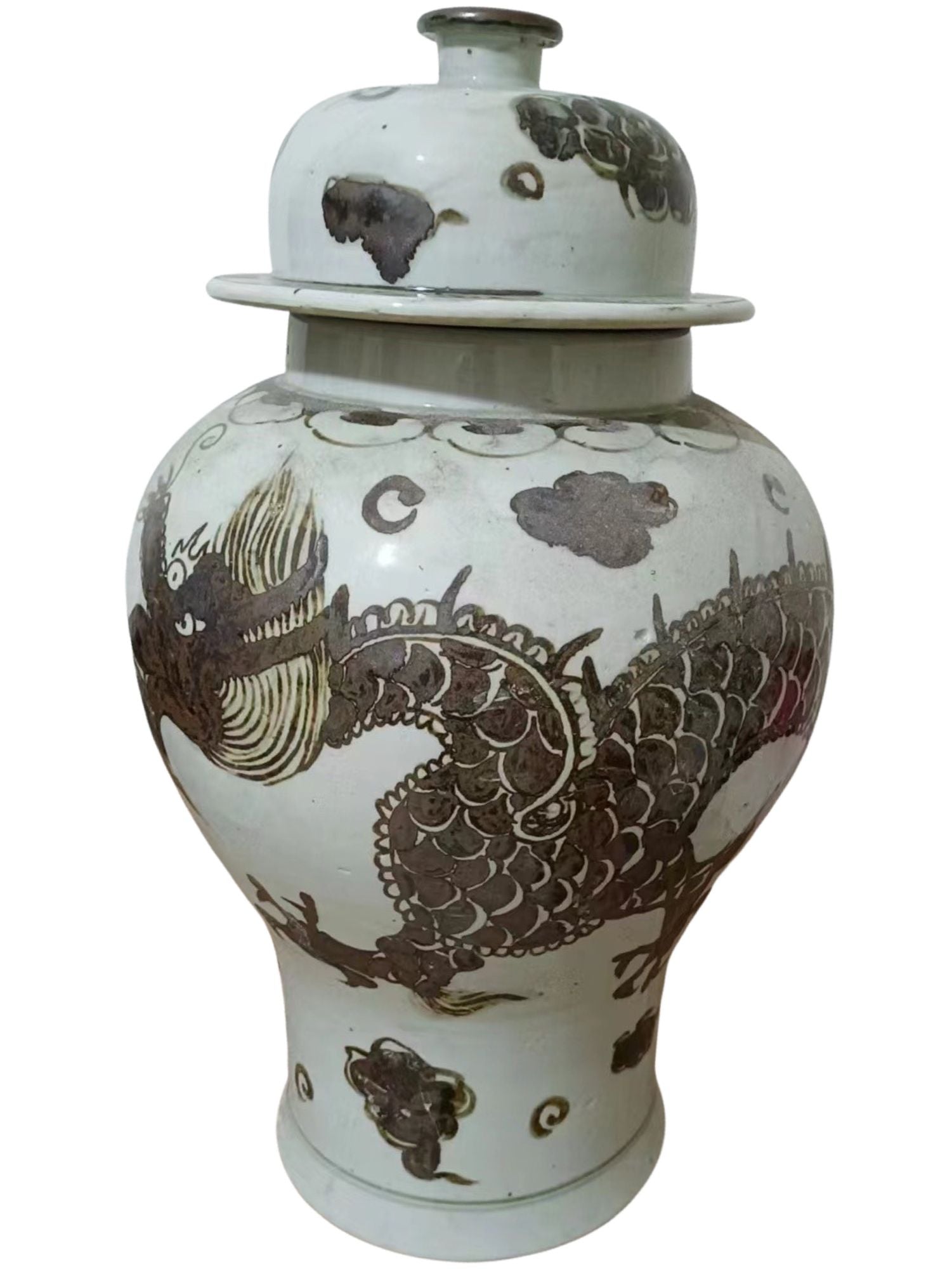 Legend of Asia Home Decor Legend of Asia Rusty Brown Dragon Temple Jar Small