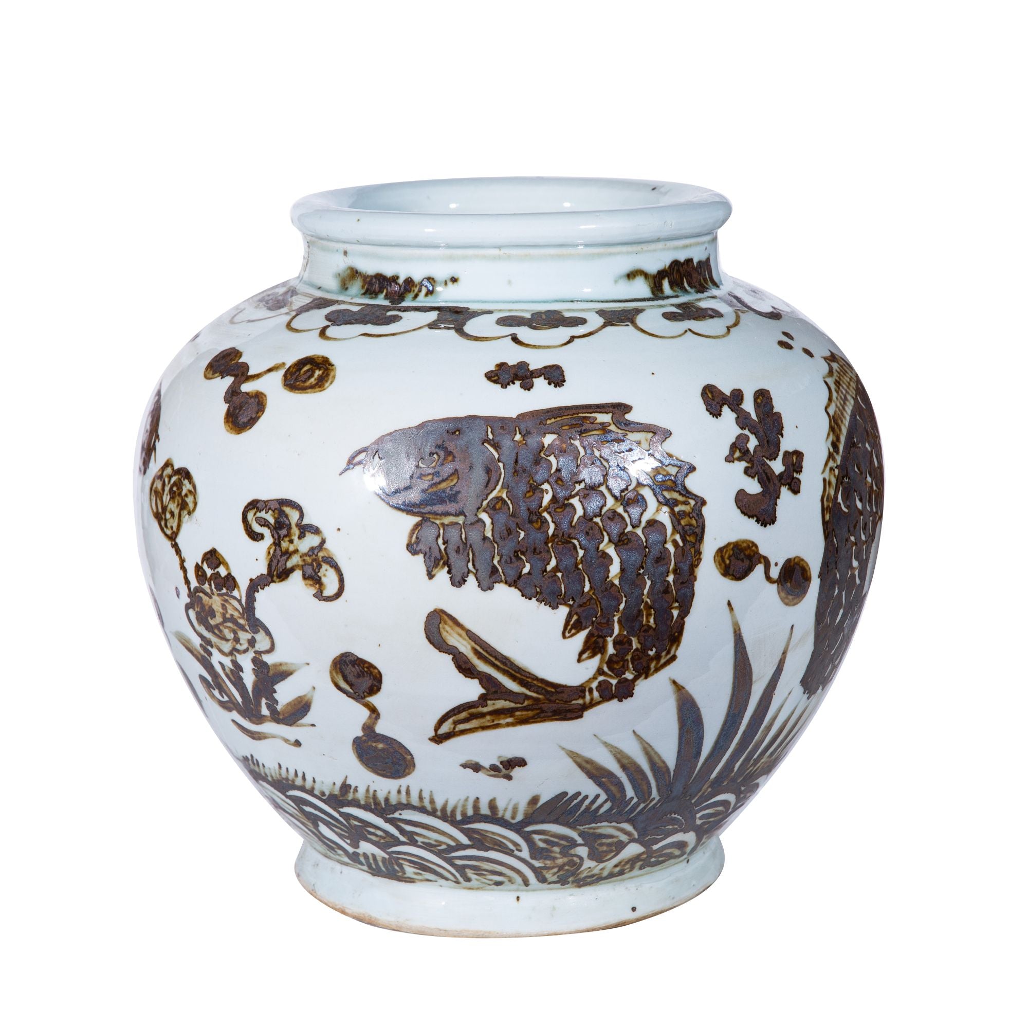 Legend of Asia Home Legend of Asia Rusty Brown Fish Jar Medium