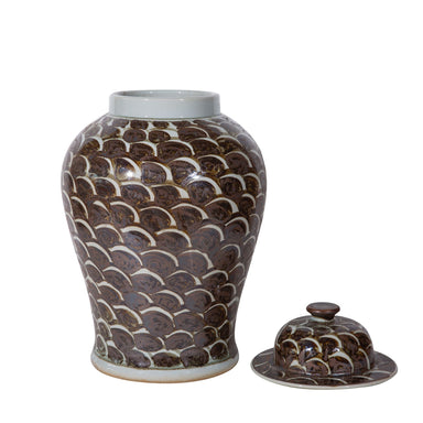 Legend of Asia Home Decor Legend of Asia Rusty Brown Fish Scale Temple Jar Large - Small