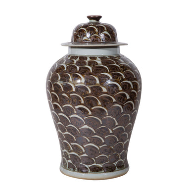 Legend of Asia Home Decor Legend of Asia Rusty Brown Fish Scale Temple Jar Large - Small