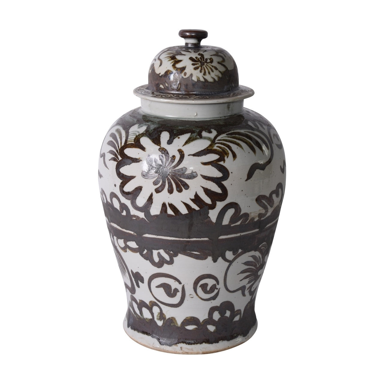 Legend of Asia Home Legend of Asia Rusty Brown Sea Flower Temple Jar Small
