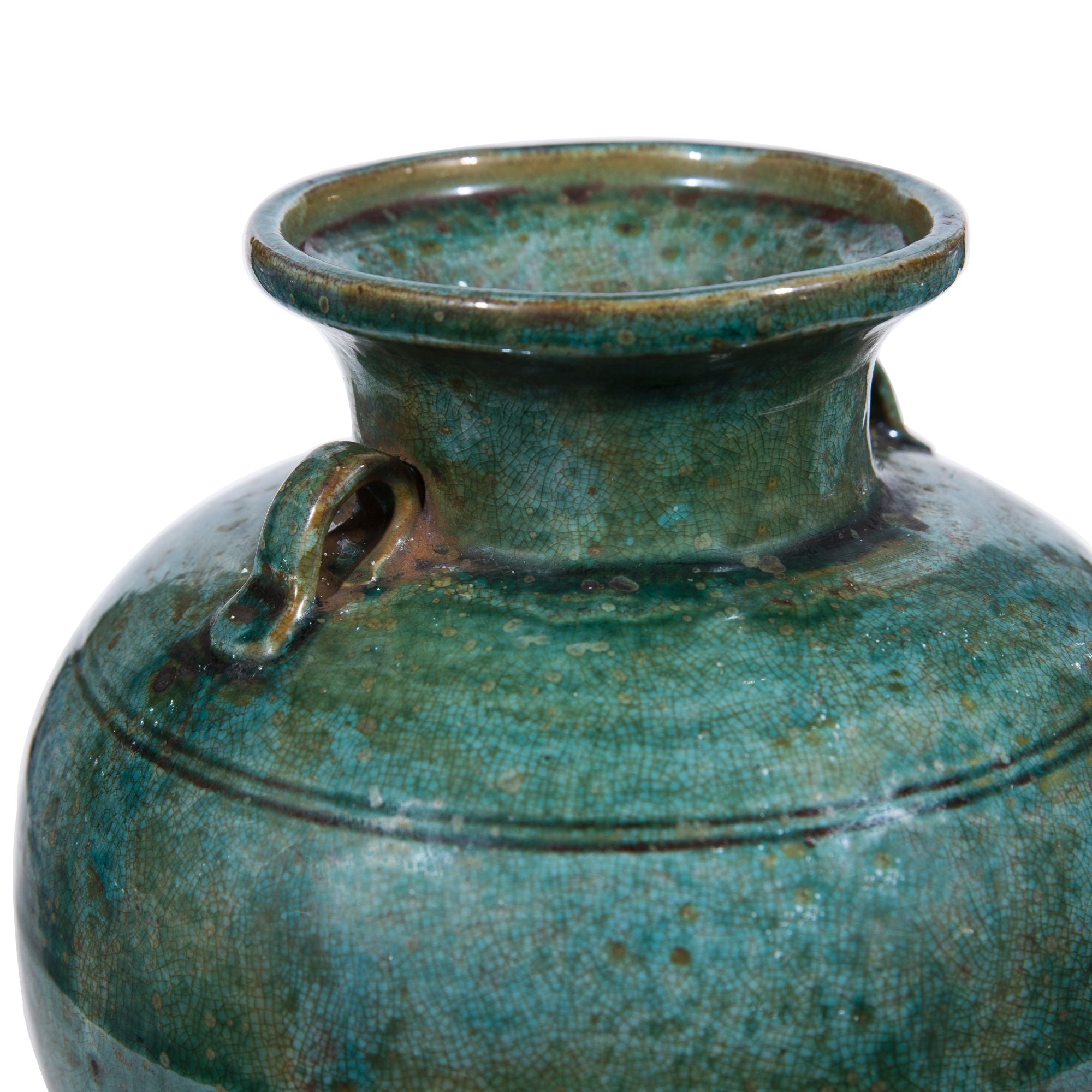 Legend of Asia Home Decor Legend of Asia Speckled Green Double Ear Greek Jar