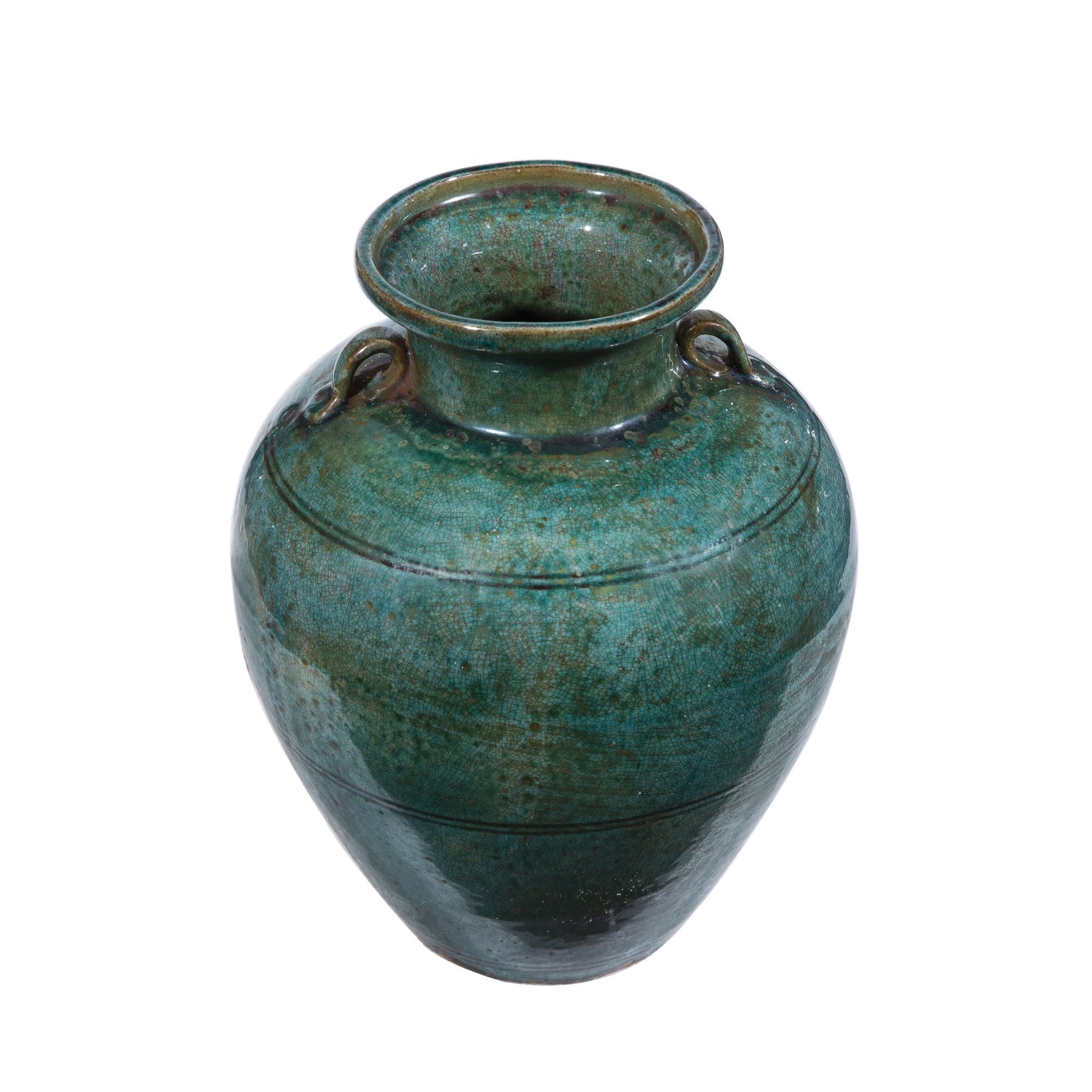 Legend of Asia Home Decor Legend of Asia Speckled Green Double Ear Greek Jar