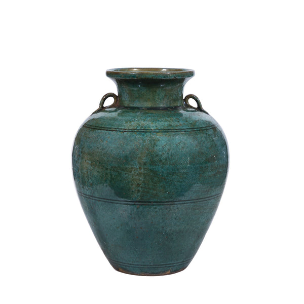 Legend of Asia Home Decor Legend of Asia Speckled Green Double Ear Greek Jar