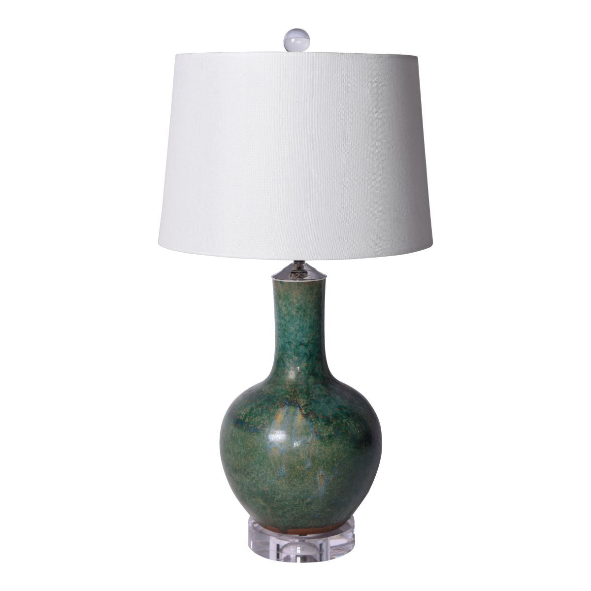 Legend of Asia Lighting Legend of Asia Speckled Green Globular Vase Lamp