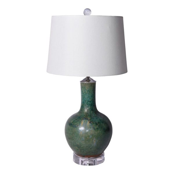 Legend of Asia Lighting Legend of Asia Speckled Green Globular Vase Lamp