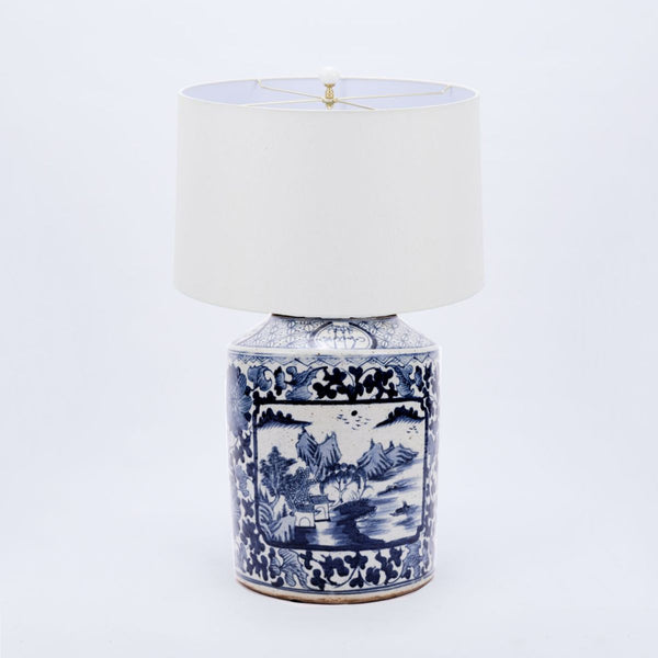 Legend of Asia Lighting Legend of Asia Table Lamp Dynasty Tea Jar Floral Landscape Medallion