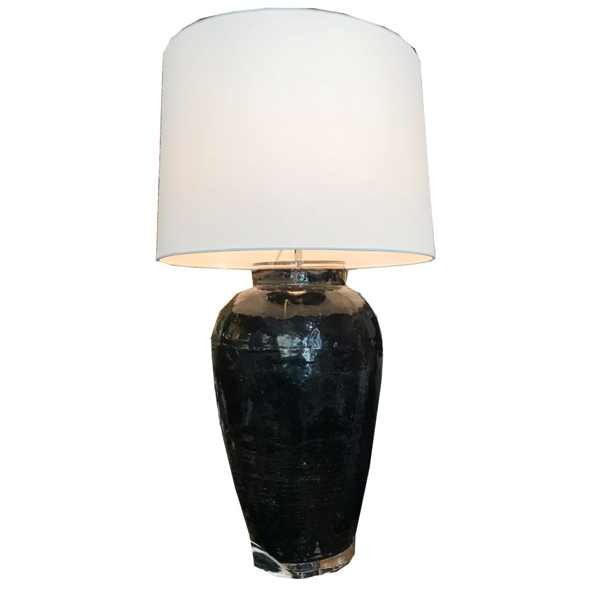 Legend of Asia Lighting Legend of Asia Vintage Black Porcelain Wine Jar Large Lamp