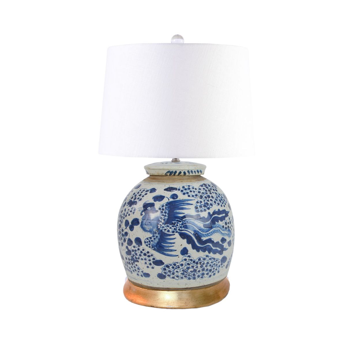 Legend of Asia Lighting Legend of Asia Vintage Ming Jar Phoenix Lamp Gold Leaf Base