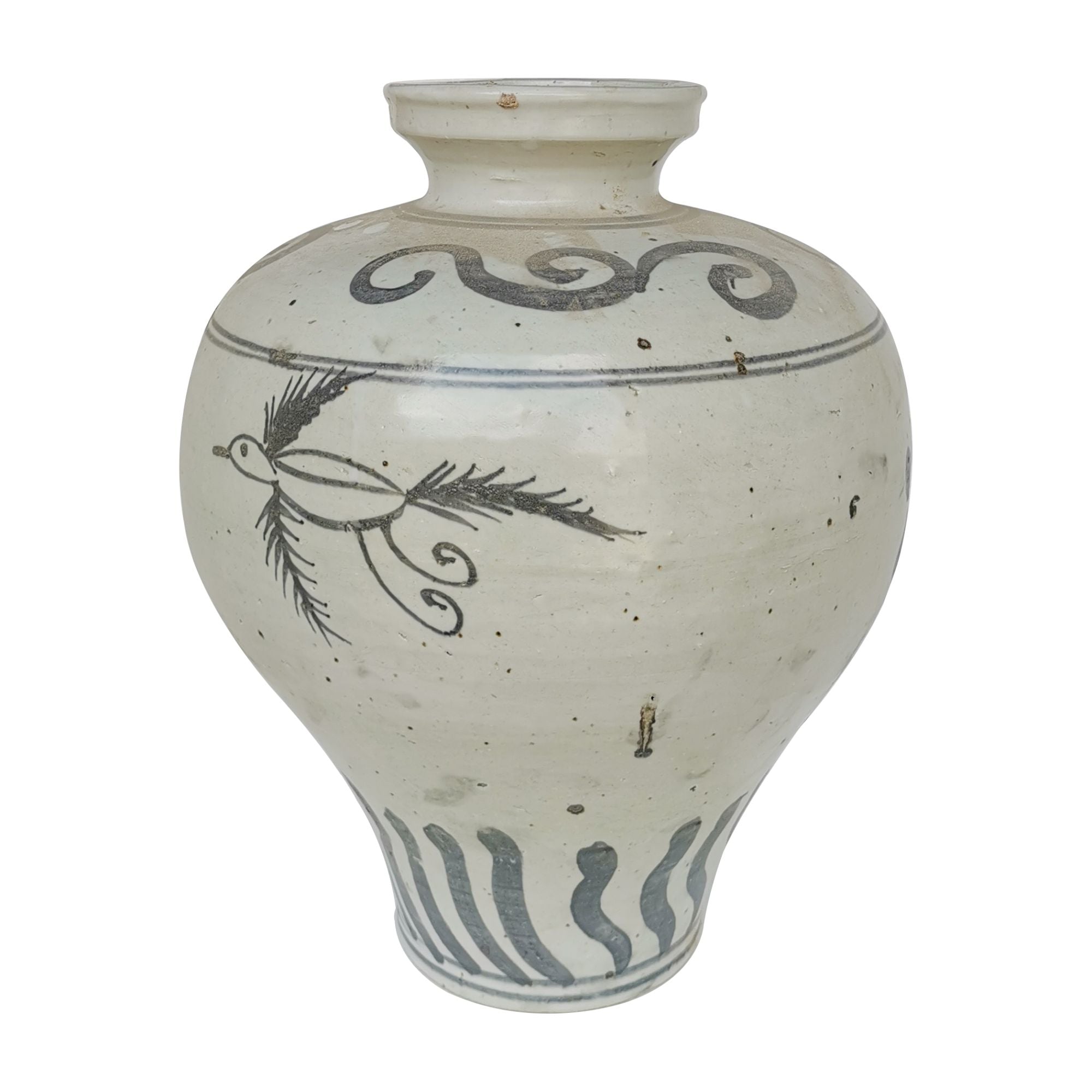 Legend of Asia Home Decor Legend of Asia Vintage White Flying Bird Plum Vase Flip Lip