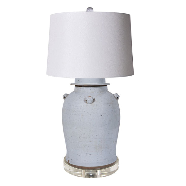 Legend of Asia Lighting Legend of Asia Vintage White Porcelain Temple Jar Table Lamp With Acrylic Base