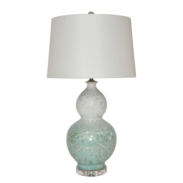 Legend of Asia Lighting Legend of Asia White Green Crystal Shell Gourd Vase Lamp