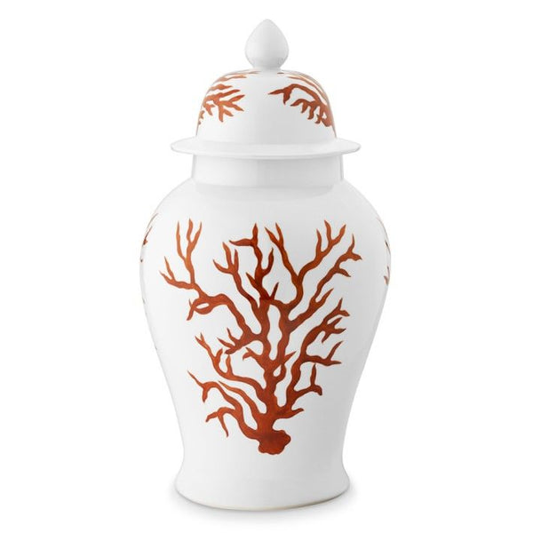 Legend of Asia Home Decor Legend of Asia White Temple Jar With Red Coral