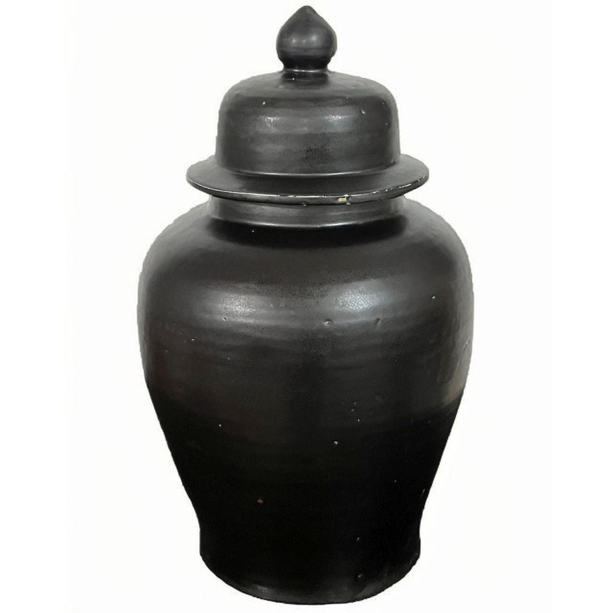 Legend of Asia Home Decor Matte Black Hans Porcelain Temple Jar Large