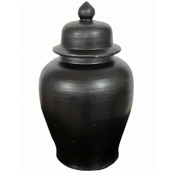 Legend of Asia Home Decor Matte Black Hans Porcelain Temple Jar Large