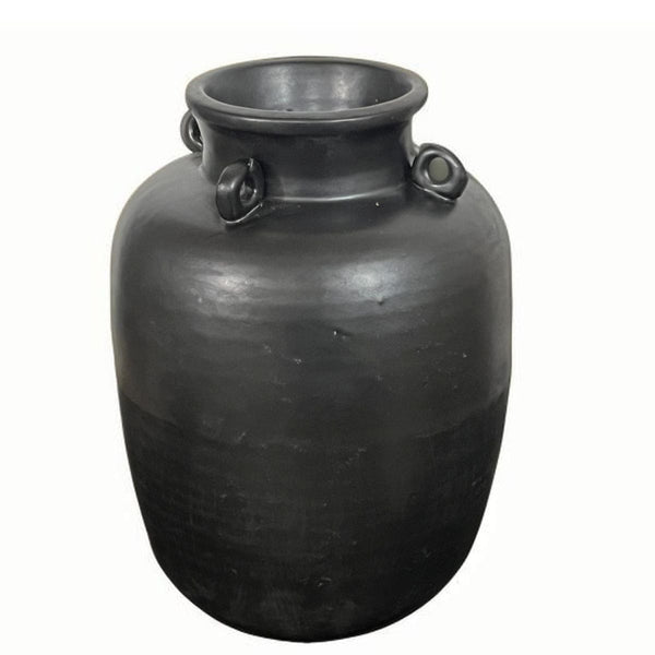 Legend of Asia Home Decor Matte Black Porcelain Four Loop Jar