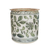 Legend of Asia Home Decor Olive Green & White Porcelain Orchid Pot Twisted Lotus
