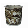 Legend of Asia Home Decor Rustic Brown Porcelain Orchid Pot Sea Flower Motif