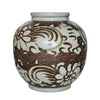 Legend of Asia Home Decor Rustic Brown Sea Flower Porcelain Kiwi Pot