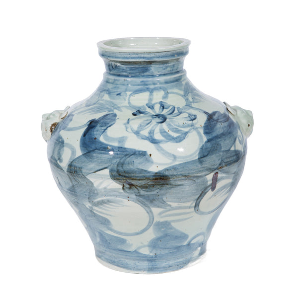 Legend of Asia Home Decor Silla Flower Lion Handle Jar Medium - DISC