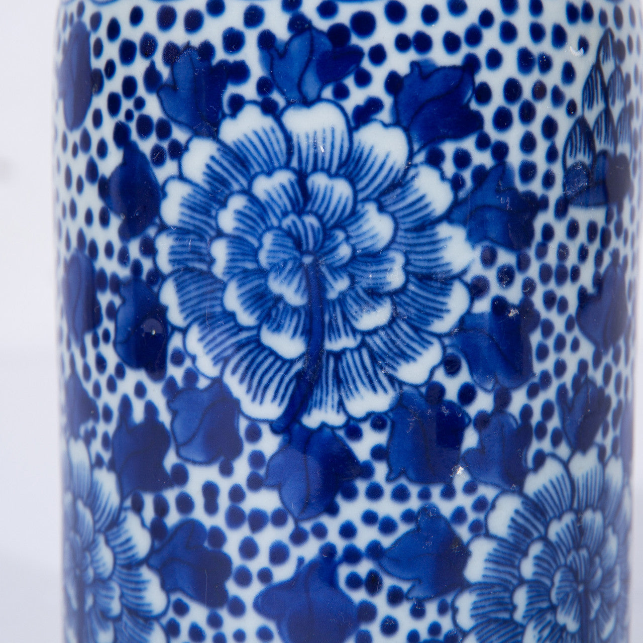 Legend of Asia Home Decor Small Lidded Tea Jar Peony Dots Motif